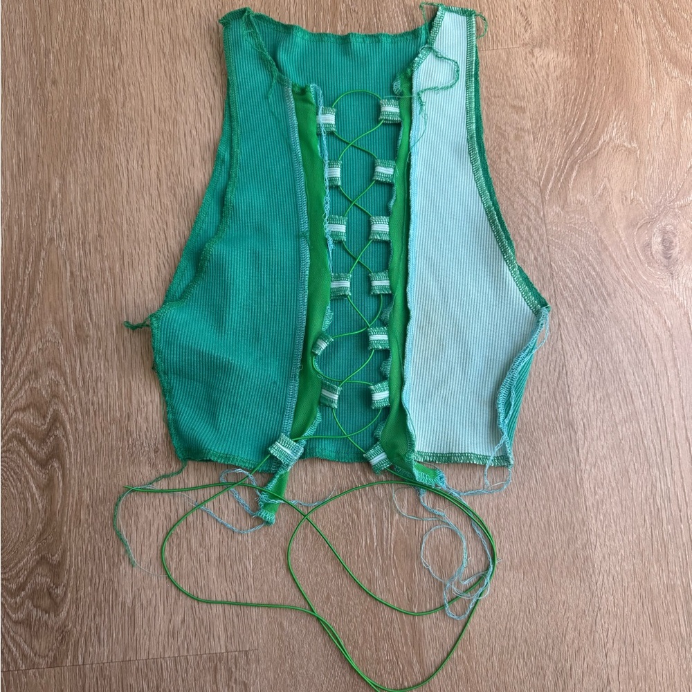 Urban Outfitters Green Lace-Up Crop Top